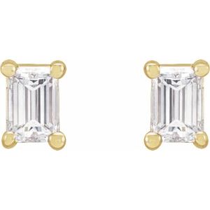 14K Yellow Gold Straight Baguette 2.5 X 1.5 Mm .07 Ctw Lab-Grown Diamond 4-Prong Basket Earrings