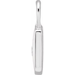 14K White Gold 11.67 X 9.72 Mm Polished .035 Ct Natural Diamond And White Enamel Lock Pendant