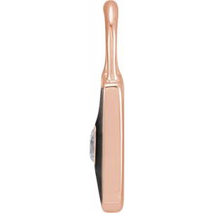 14K Rose Gold Black 11.67 X 9.72 Mm Polished .035 Ct Natural Diamond And Black Enamel Lock Pendant
