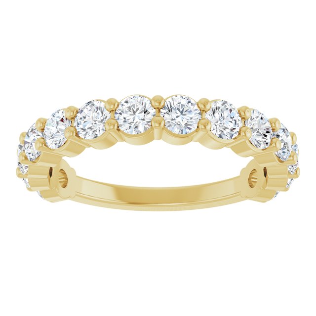 14K Yellow Or White Or Rose Gold Or Platinum Round I1, G-H Polished Natural Diamond Matching Band, Size 7