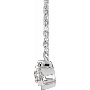 14K White Gold Round 1.5Mm G-H I1 .015 Ct Natural Diamond Flower Necklace, Length: 18 In