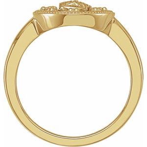14K Yellow Gold White Enamel 15.35 Mm Polished Oval White Enamel Miraculous Medal Ring Size 7