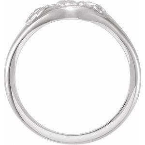 Sterling Silver Oval 10.1 X 7.6 Mm Bead Blast/Polished Polished Floral Signet Ring Size 7