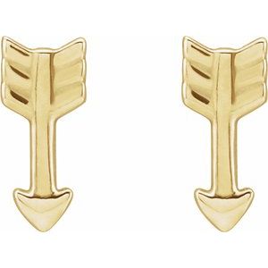 14K Yellow Gold Arrow Stud Earrings