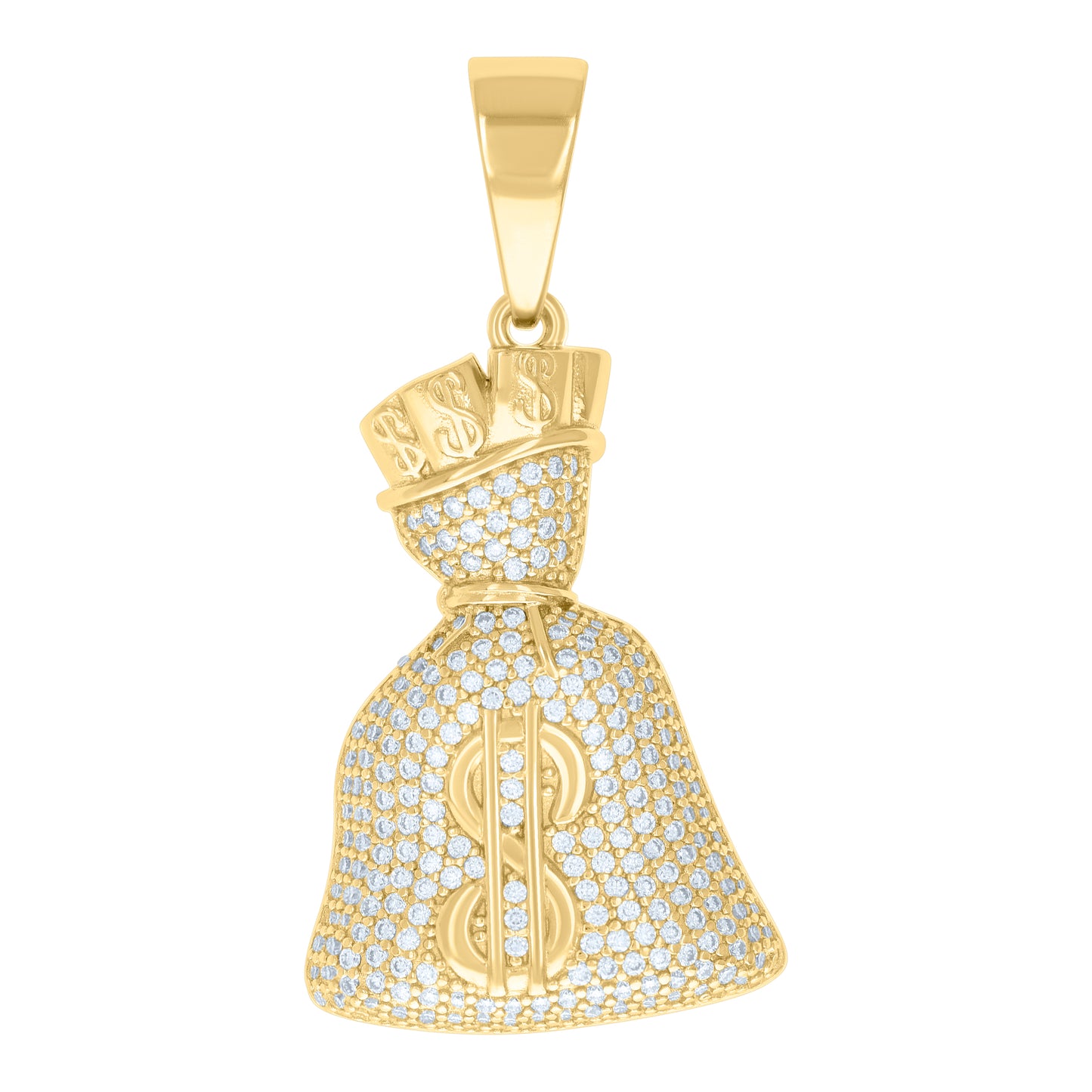 Sterling Silver Mens Cubic Zirconia Gambling Money Bag Charm Pendant