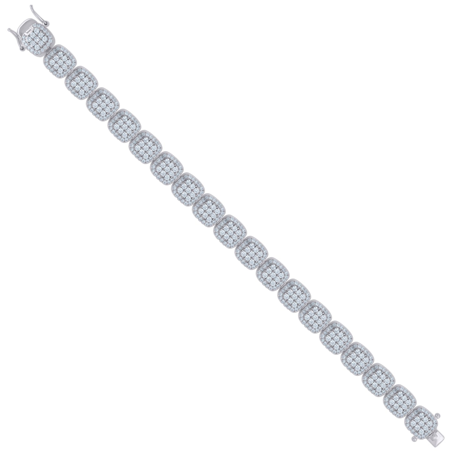 Sterling Silver Womens Micropave Cubic Zirconia Link Bracelet