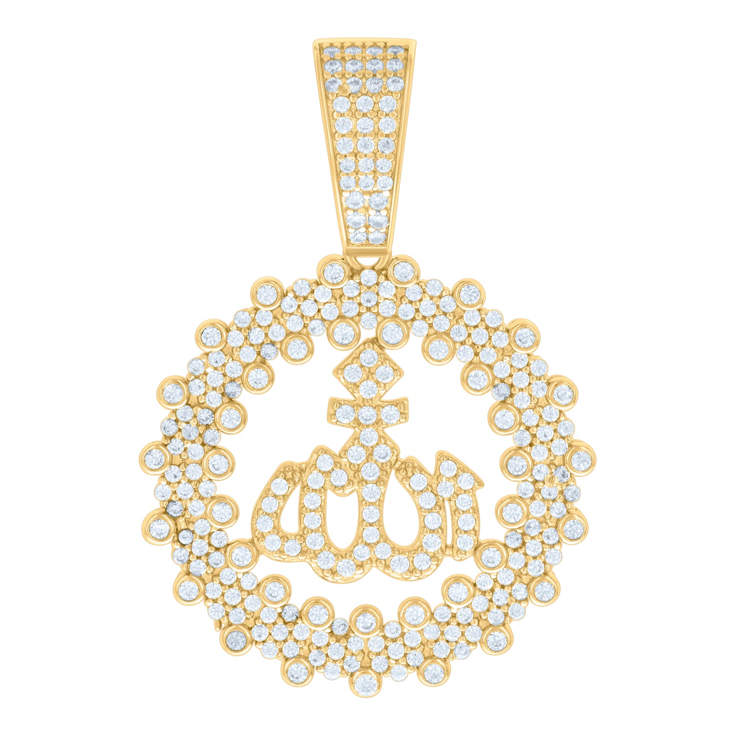 Sterling Silver Unisex Cubic Zirconia Religious Allah Charm Pendant