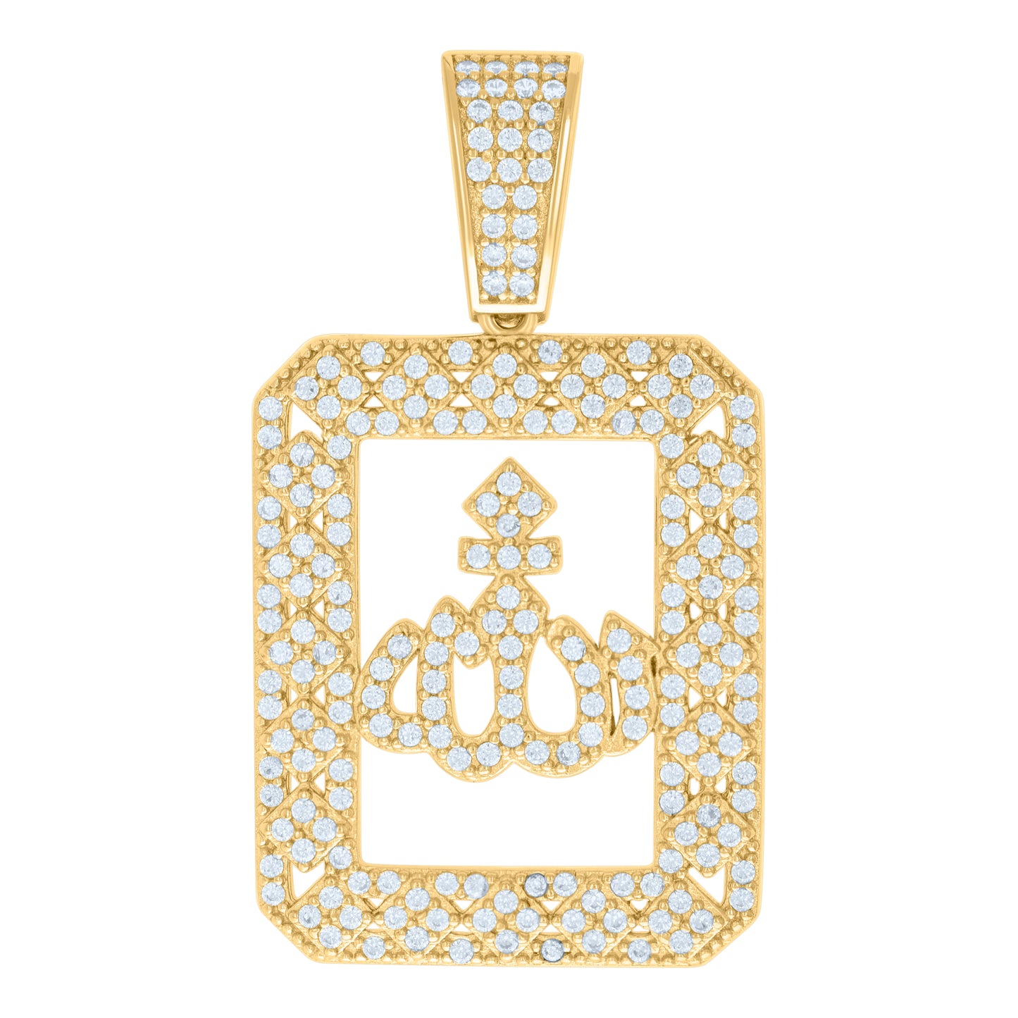 Sterling Silver Unisex Cubic Zirconia Religious Allah Charm Pendant