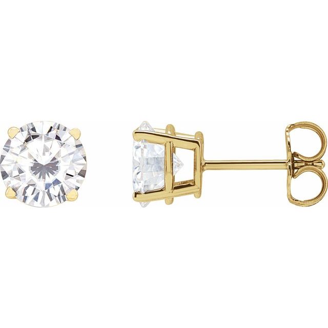 14K Yellow Or White Gold Round Friction 4-Prong Lab-Grown Gemstone Stud Earrings