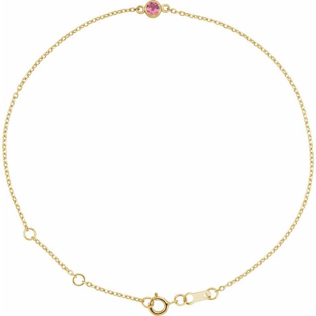 14K Yellow Or White Gold Or Sterling Silver 1-Stone Round 3 Mm 8.7 X 4.8 Mm Polished Natural Gemstone Bezel-Set Solitaire Bracelet