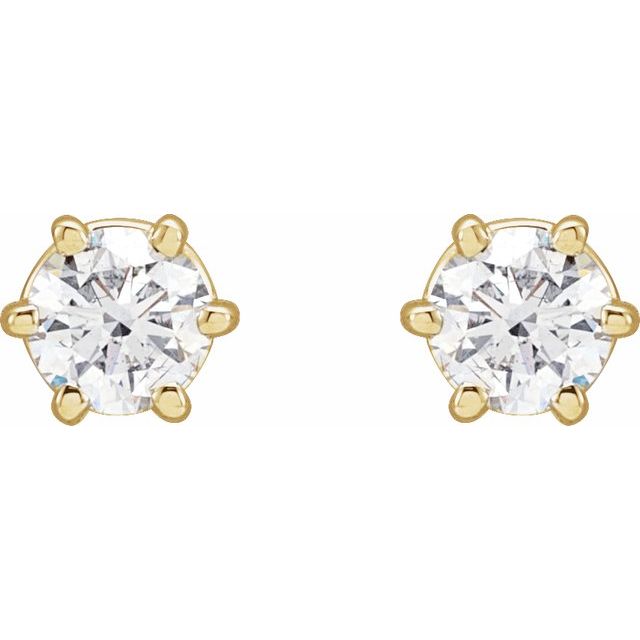14K Yellow Gold Round Pair 4Mm Si2-Si3, G-H Friction 6-Prong Polished 1/2 Ctw Natural Diamond 6-Prong Wire Basket Earrings