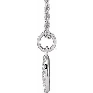14K White Gold Round .95Mm H+ I1 .08 Ctw Natural Diamond Peace Necklace, Length: 18 In