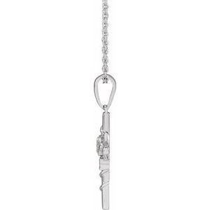Sterling Silver 24.26 X 10.99 Mm 16-18 In Polished Floral Cross Necklace