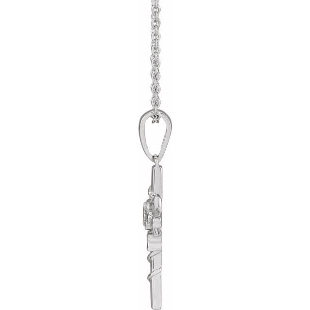 14K White Gold 24.26 X 10.99 Mm 16-18 In Polished Floral Cross Necklace