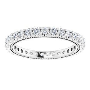 14K White Gold Round 2 Mm G-H Si2-Si3 9/10 Ctw Natural Diamond Eternity Band Size 6.5