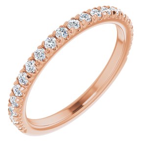 14K Rose Gold Round I1, G-H Polished Lab-Grown Diamond French-Set Matching Band