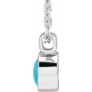 Sterling Silver Round 3 Mm Natural Turquoise Bezel Set Necklace, Length: 18 In