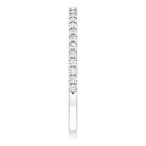 14K White Gold Round Si2-Si3, G-H Polished Natural Diamond French-Set Matching Band