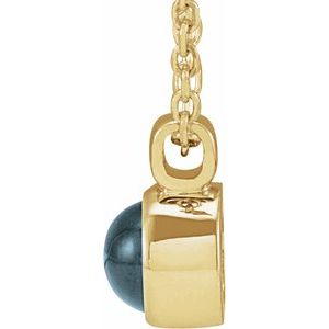 14K Yellow Gold Round 4 Mm Natural London Blue Topaz Bezel-Set Necklace, Length: 18 In