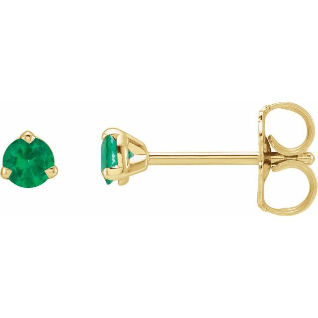 14K Yellow Or White Gold Round 3 Mm Friction 3-Prong Polished Natural Gemstone 3-Claw Prong Earring