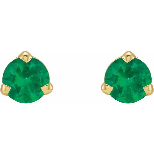 14K Yellow Or White Gold Round 3 Mm Friction 3-Prong Polished Natural Gemstone 3-Claw Prong Earring