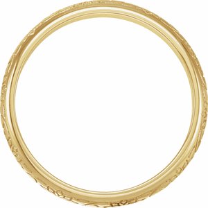 18K Yellow Gold 5 Mm Polished Half Round Patterned Band Size 6.5