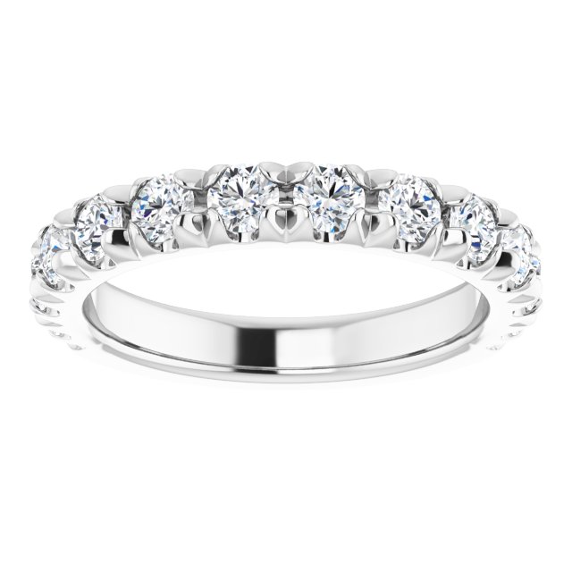 14K White Or Rose Gold Round I1, G-H Polished Natural Diamond French-Set Matching Band, Size 7