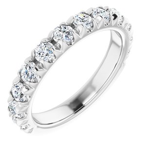 Platinum Round 1I1, G-H Polished Lab-Grown Diamond French-Set Matching Band