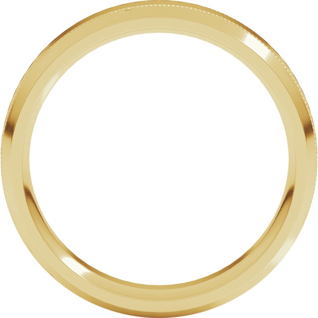 14K Yellow Gold Standard Weight Milgrain Beveled Edge Comfort Fit Flat Band
