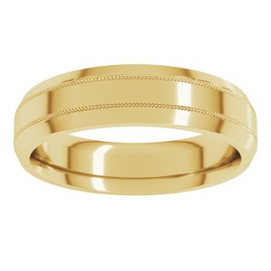 10K Yellow Gold Standard Weight Milgrain Beveled Edge Comfort Fit Band