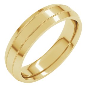 10K Yellow Gold Standard Weight Milgrain Beveled Edge Comfort Fit Band