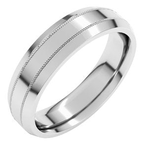 14K Yellow Or White Gold Or Platinum 5 Mm Standard Weight Milgrain Beveled Edge Comfort Fit Band
