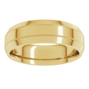 10K Yellow Gold Standard Weight Milgrain Beveled Edge Comfort Fit Band