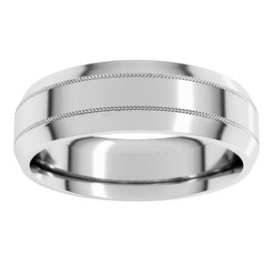14K Yellow Or White Gold Or Platinum 6 Mm Standard Weight Milgrain Beveled Edge Comfort Fit Band