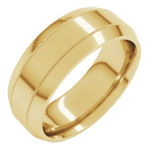 10K Yellow Gold Standard Weight Milgrain Beveled Edge Comfort Fit Band