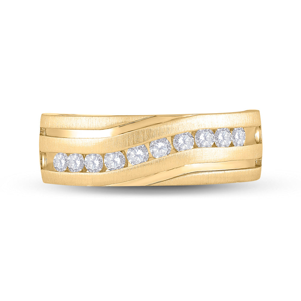 10K Yellow Gold Mens Round Diamond Wedding Band Ring 1/2 Cttw, Mens Size: 7-13