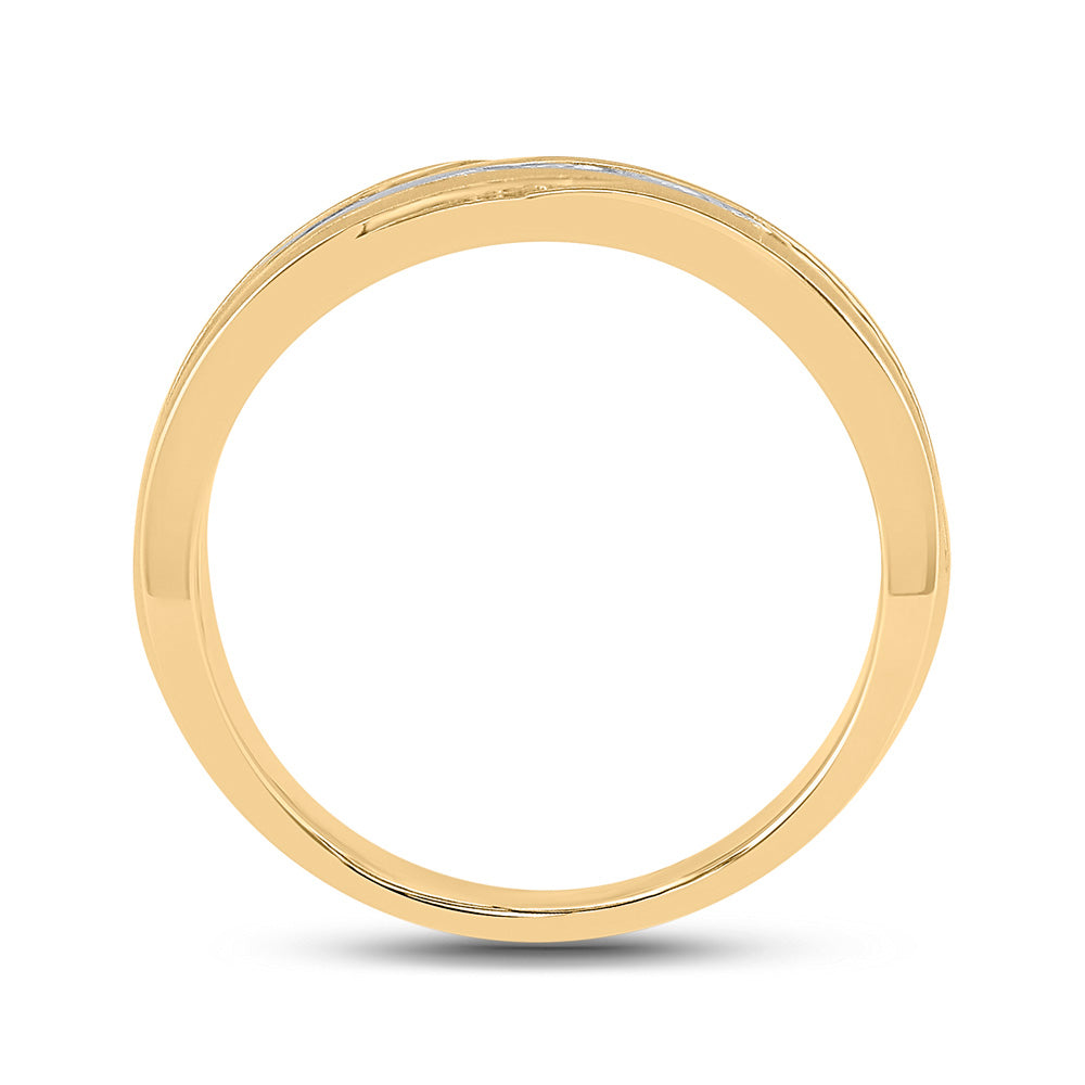 10K Yellow Gold Mens Round Diamond Wedding Band Ring 1/2 Cttw, Mens Size: 7-13