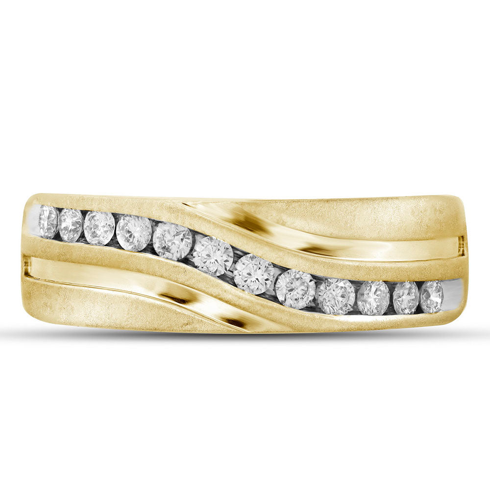 10K Yellow Gold Mens Round Diamond Wedding Band Ring 1 Cttw, Mens Size: 7-13