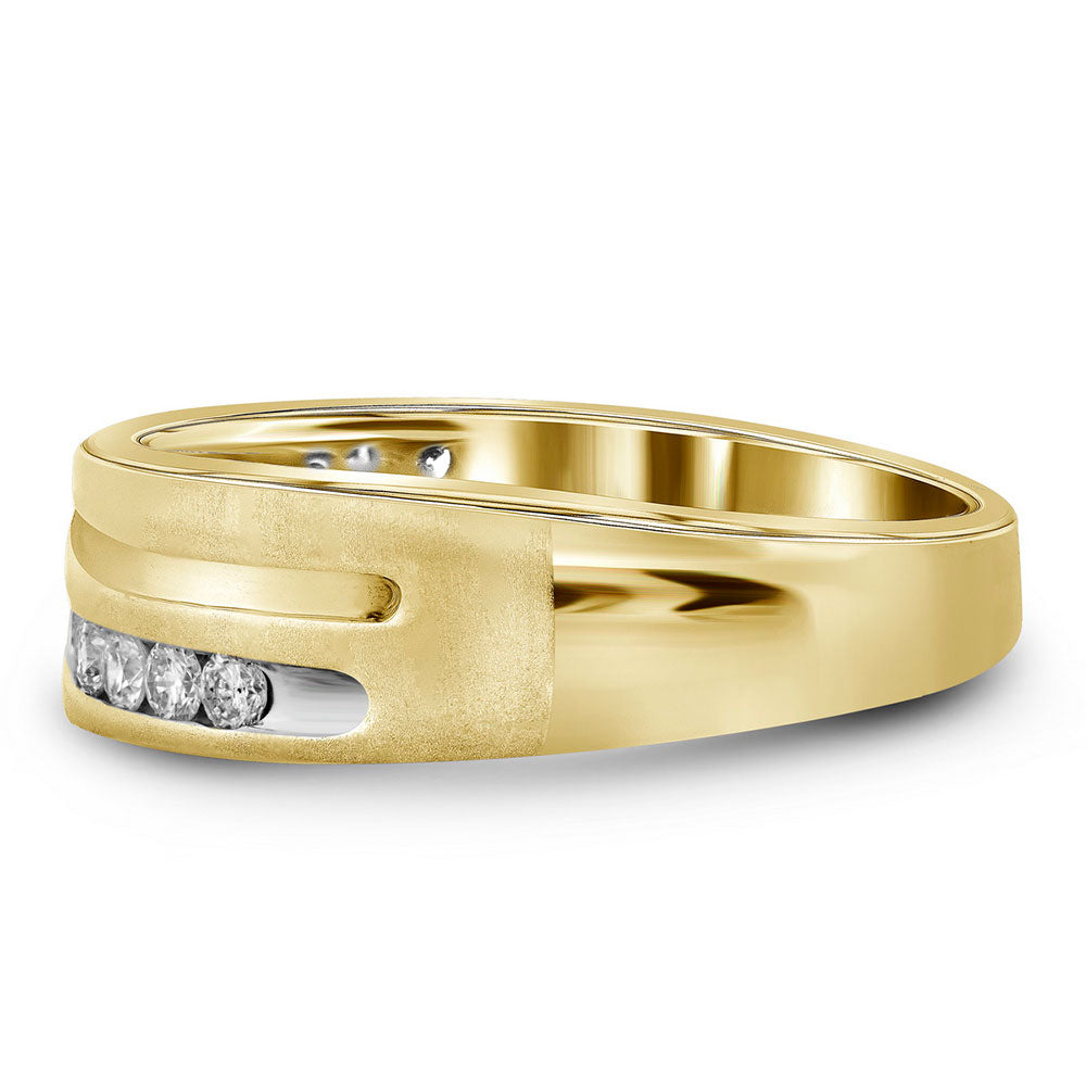 10K Yellow Gold Mens Round Diamond Wedding Band Ring 1 Cttw, Mens Size: 7-13