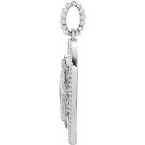 Sterling Silver White Enamel Polished White Enamel Miraculous Medal Pendant