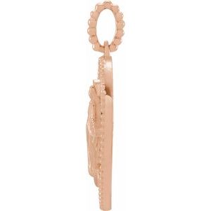 14K Rose Gold Polished White Enamel Miraculous Medal Pendant
