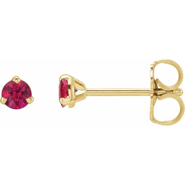 14K Yellow Or White Gold Round 3 Mm Friction 3-Prong Polished Natural Gemstone 3-Claw Prong Earring