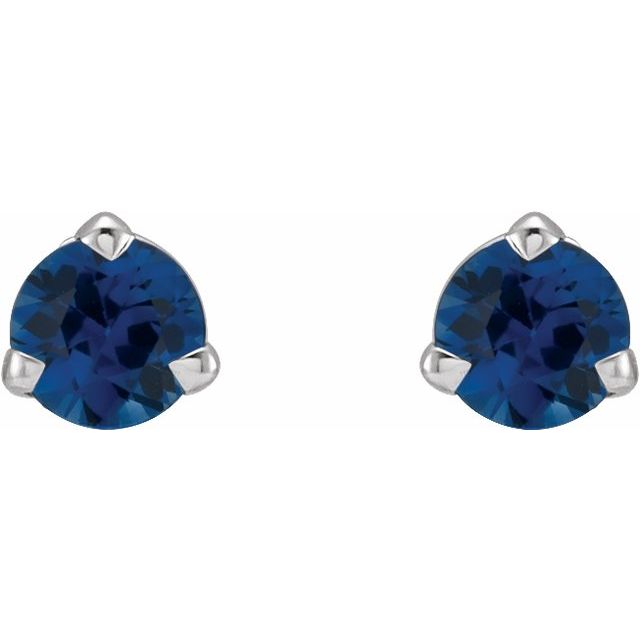 14K Yellow Or White Gold Round 3 Mm Friction 3-Prong Polished Natural Gemstone 3-Claw Prong Earring