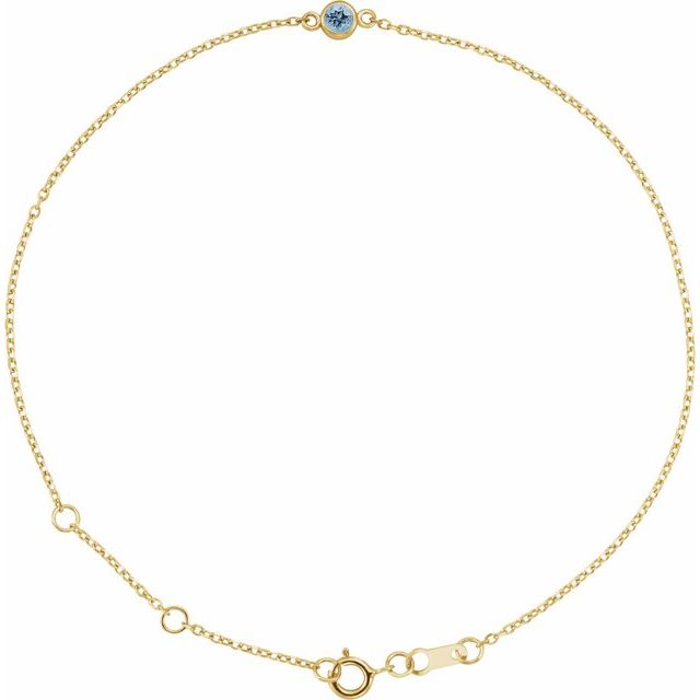 14K Yellow Or White Gold Or Sterling Silver 1-Stone Round 3 Mm 8.7 X 4.8 Mm Polished Natural Gemstone Bezel-Set Solitaire Bracelet