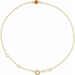 14K Yellow Gold Round Shape 1-Stone 3 Mm 8.7 X 4.8 Mm Natural Citrine Bezel-Set Solitaire 6.5-7.5 In Bracelet