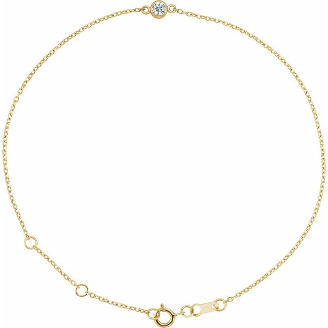 14K Yellow Or White Gold Or Sterling Silver 1-Stone Round 3 Mm 8.7 X 4.8 Mm Polished Natural Gemstone Bezel-Set Solitaire Bracelet