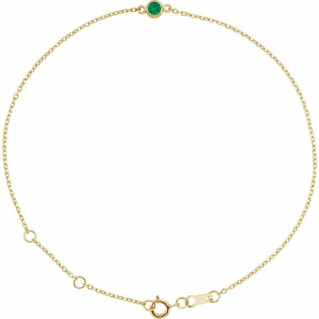 14K Yellow Or White Gold Or Sterling Silver 1-Stone Round 3 Mm 8.7 X 4.8 Mm Polished Lab-Grown Gemstone Bezel-Set Solitaire Bracelet