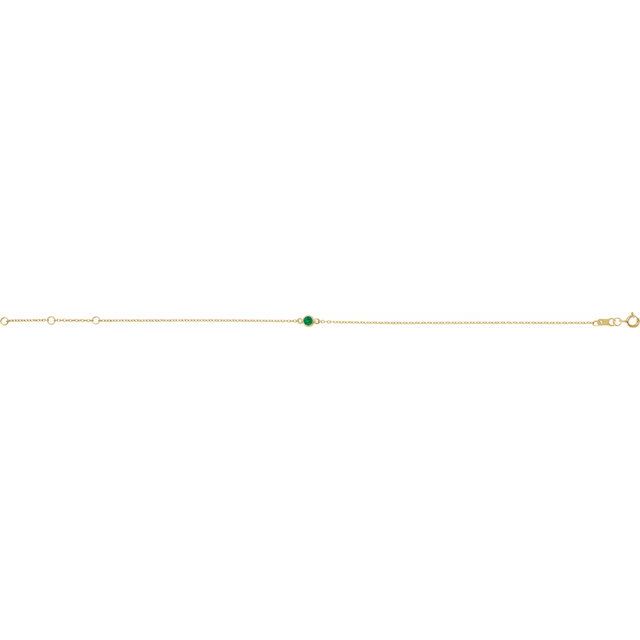 14K Yellow Or White Gold Or Sterling Silver 1-Stone Round 3 Mm 8.7 X 4.8 Mm Polished Lab-Grown Gemstone Bezel-Set Solitaire Bracelet