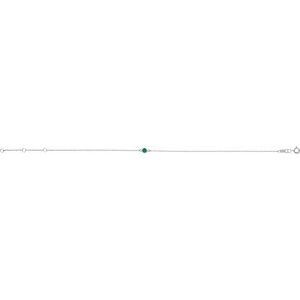 14K White Gold Round Shape 1-Stone 3 Mm 8.7 X 4.8 Mm Lab-Grown Emerald Bezel-Set Solitaire 6.5-7.5 In Bracelet