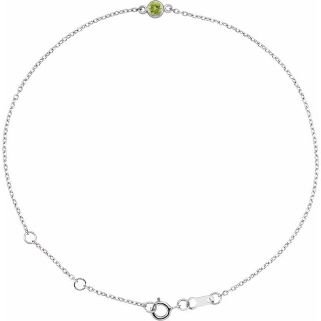 14K Yellow Or White Gold Or Sterling Silver 1-Stone Round 3 Mm 8.7 X 4.8 Mm Polished Natural Gemstone Bezel-Set Solitaire Bracelet